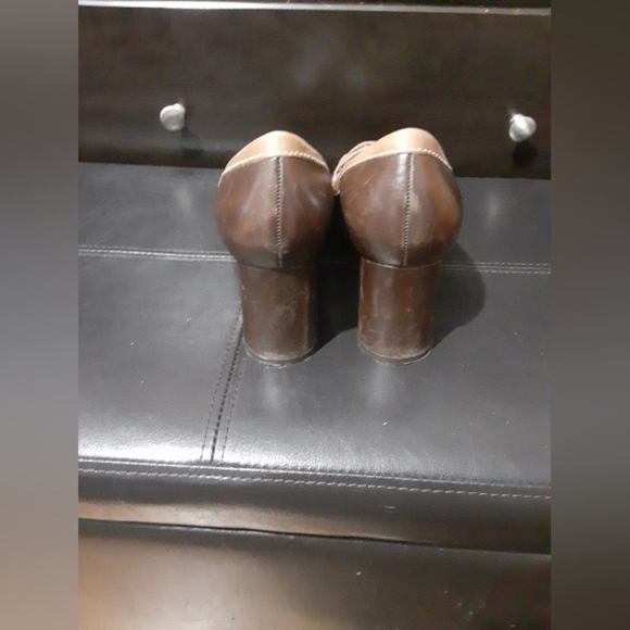 Cole Hann Nike  Womens Leather Upper Highheel Block Pump Brown Tan Size 9B - Picture 4 of 13